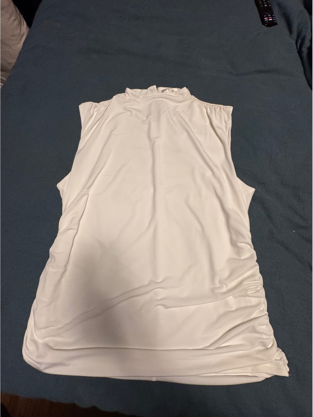 Nine Britton White Sleeveless Ruched Side Top, Size XXL
